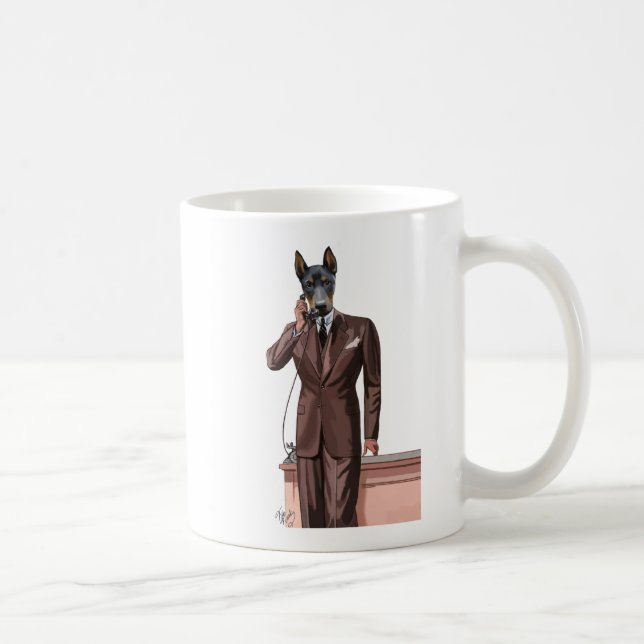 Mug Doberman sur téléphone (Droite)