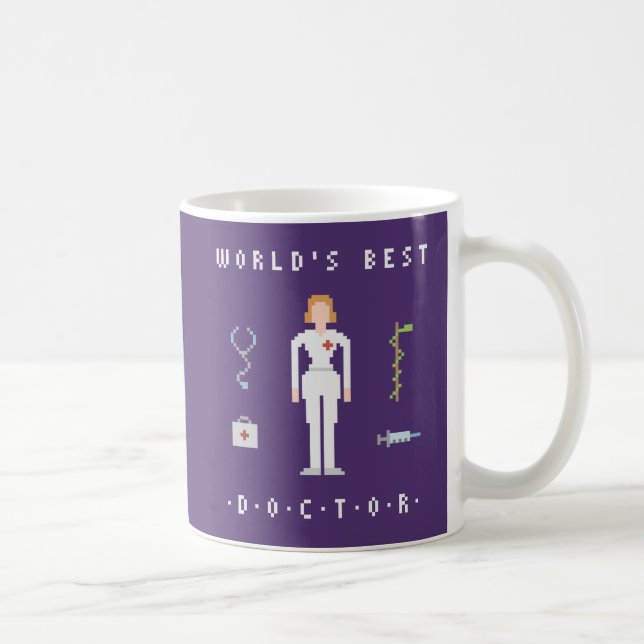 Mug docteur de femelle du style 8Bit (Droite)