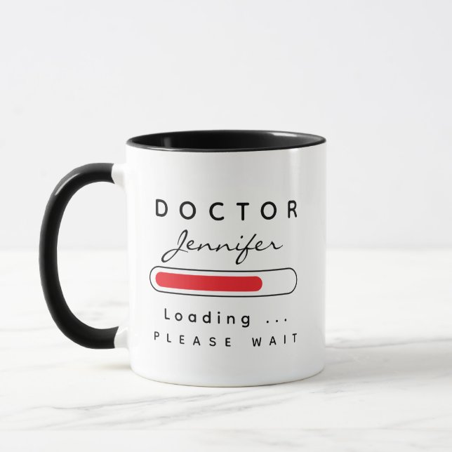 Mug DOCTEUR [Nom] Chargement noir rouge et blanc (Gauche)