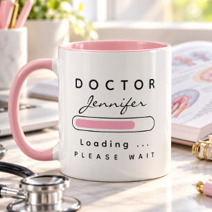 Mug DOCTEUR [Nom] Chargement Rose & Blanc