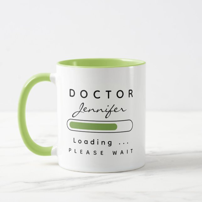 Mug DOCTEUR [Nom] Chargement vert et blanc (Gauche)