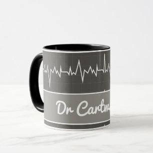 Mug Docteur nom personnalisé ECG EKG don de coeur médi