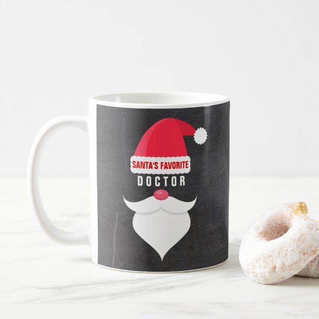 Mug Docteur préféré Custom de Père Noël de Noël drôle (Avec donut)