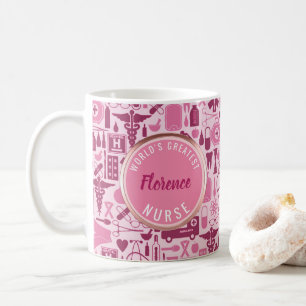 Mug Docteur rose mignon Medical Pattern Name Coffee