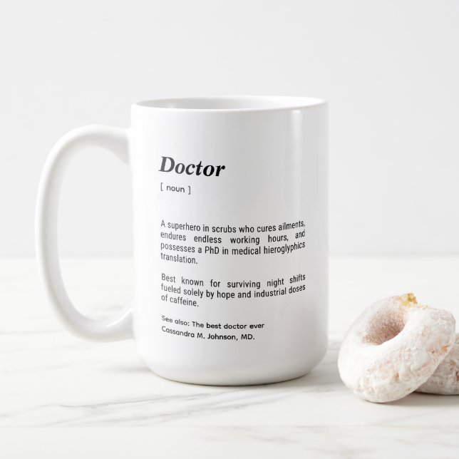 Mug Doctor Funny Dictionary Definition Custom (Avec donut)