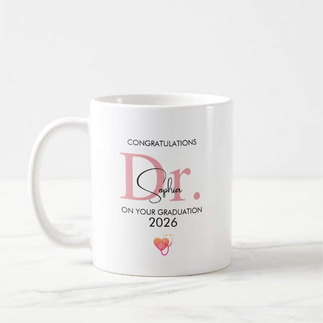 Mug Doctor Graduation Personalized Name Class 2026 (Gauche)