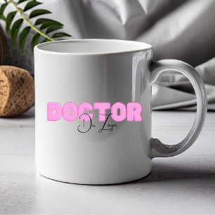 Mug Doctorat Diplôme de doctorat en rose noir Nom