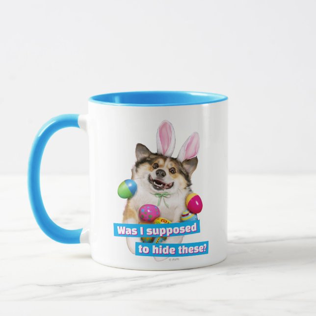 Mug Dog Laying on Easter Eggs (Gauche)