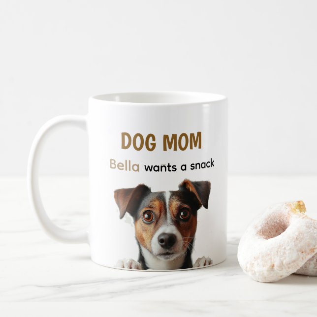 Mug Dog Mom Cute Puppy Coffee Quote Design (Avec donut)