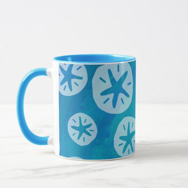 Mug Dollar de sable blanc et Motif bleu (Gauche)