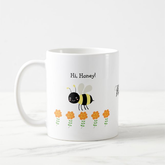 Mug Don d'abeilles au miel pour femme/mari Nom personn (Gauche)