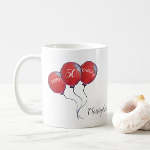 Mug Don de ballon rouge à 50 ans