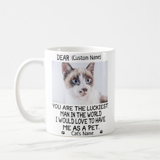 Mug don de chat amusant, photo et nom du chat personna (Gauche)