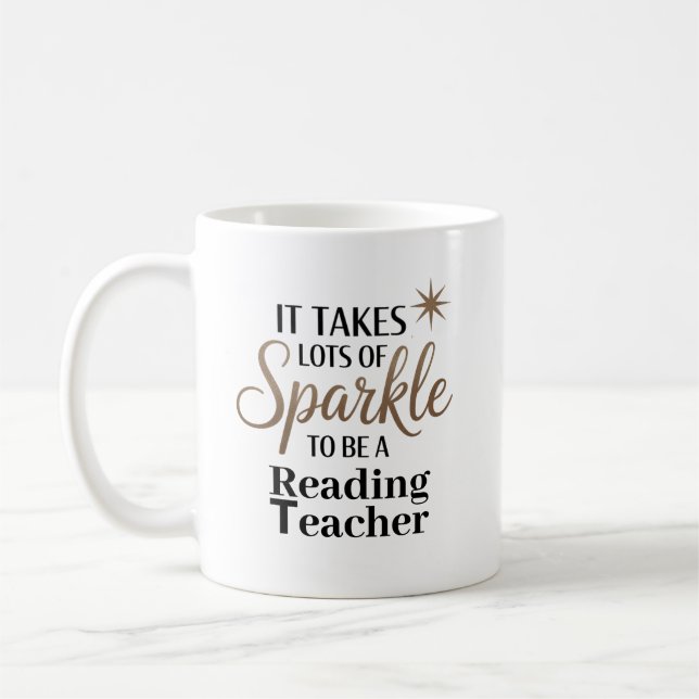 Mug Don de devis Sparkle pour la lecture Т enseignant (Gauche)