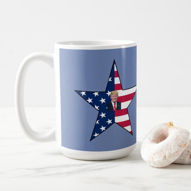 Mug Donald J. Trump~ Président~ Drapeau US~ Étoile ~ M (Avec donut)
