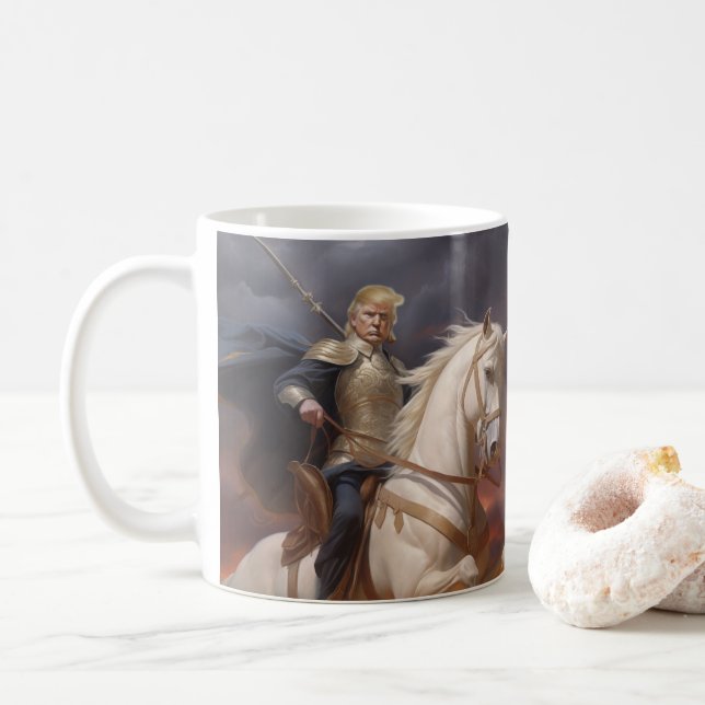 Mug Donald Trump 2024 Chevalier blanc Héros drôle IA (Avec donut)