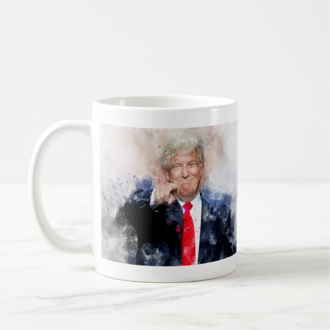 Mug Donald Trump pointant le portrait aquarelle (Gauche)