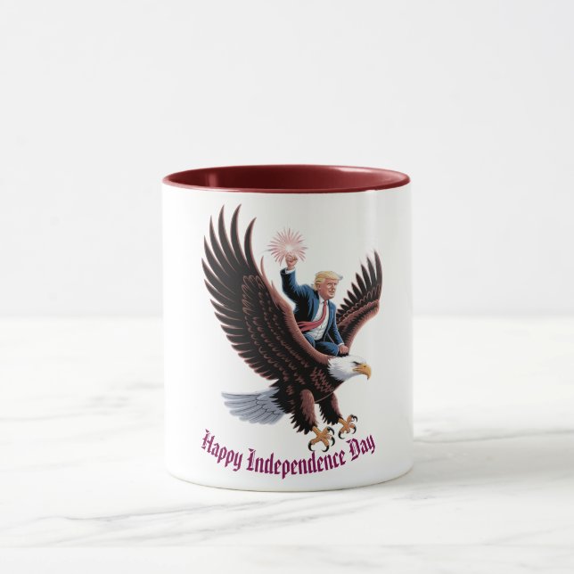 Mug Donald Trump Riding Patriotic Eagle Art Custom (Centre)