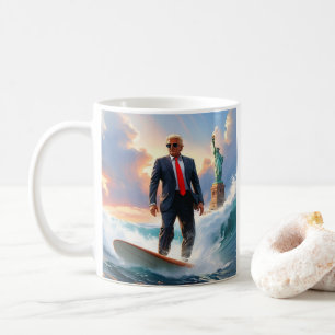 Mug Donald Trump Surfing Statue de Liberty USA MAGA