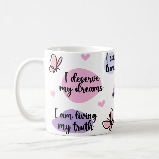 Mug Donner du pouvoir à l'amour-propre Un rappel quoti (Gauche)