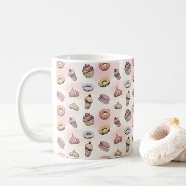 Mug Donuts Cupcakes Mignon Tendance Forêt Aquarelle (Avec donut)