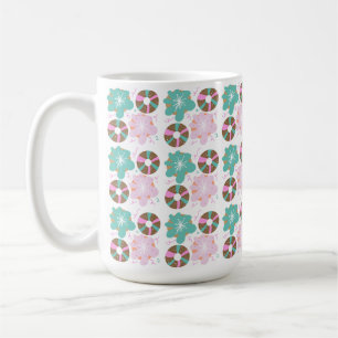 Mug Donuts glaçés de Noël gribouillis rose