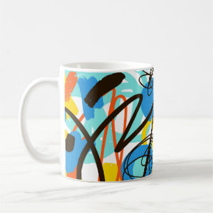 Mug Doodle abstrait, motif lumineux d'été.
