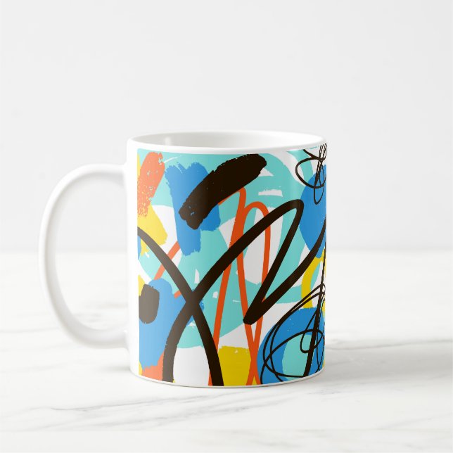 Mug Doodle abstrait, motif lumineux d'été. (Gauche)