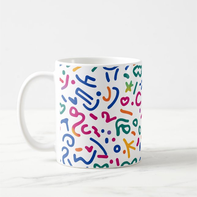 Mug Doodle amusant coloré formes vibrantes (Gauche)