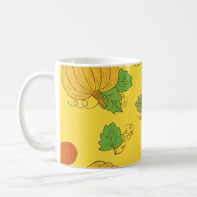 Mug Doodle citrouille : Main Tirée sans couture (Gauche)