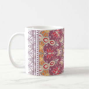 Mug Doodle coloré ornemental : Motif de dentelle symét