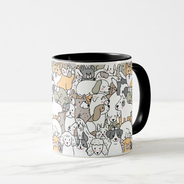 Mug Doodle de chien mignon (Devant droit)