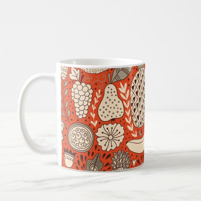 Mug Doodle de fruits d'été Vintage (Gauche)