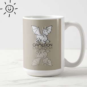 Mug Doodle de réflexion de dragon gris doux nom person