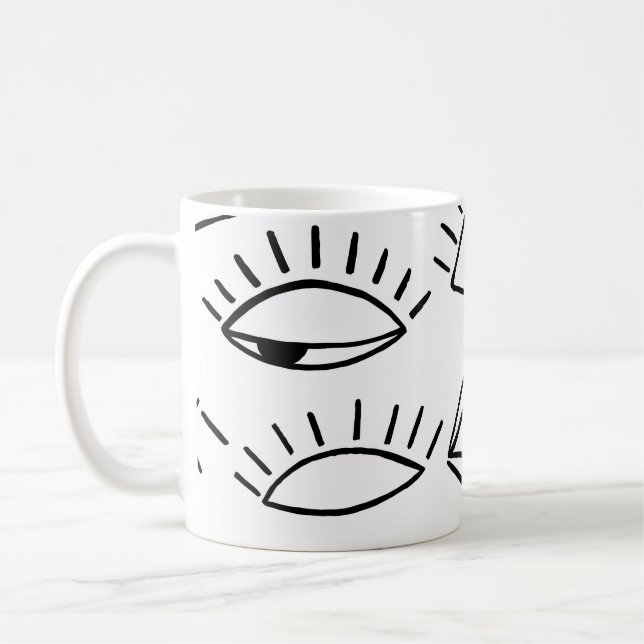 Mug Doodle eye, motif créatif sans couture. (Gauche)