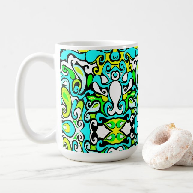 Mug doodle pivotant rétro 60s les années 70 style vint (Avec donut)