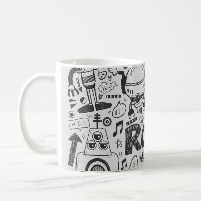 Mug doodle robot élément, illustrateur ligne outils ti (Gauche)