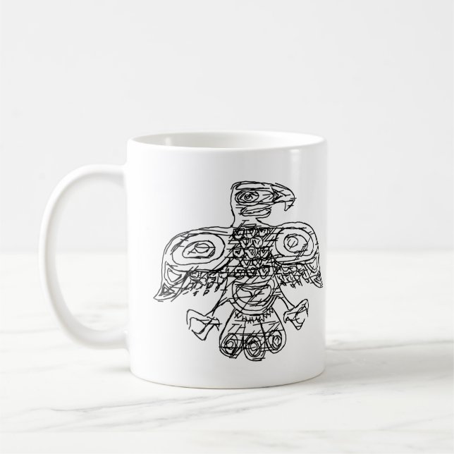 Mug doodle stylisé d'oiseau amérindien (Gauche)