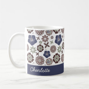 Mug Doodle surface fleurie motif nom personnalisé