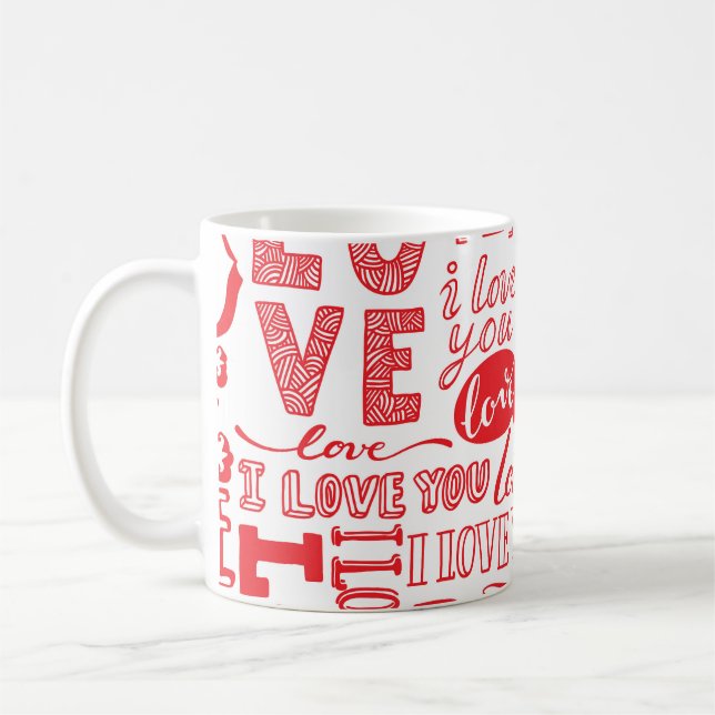 Mug Doodles d'amour dessinés à la main Arrière - plan  (Gauche)
