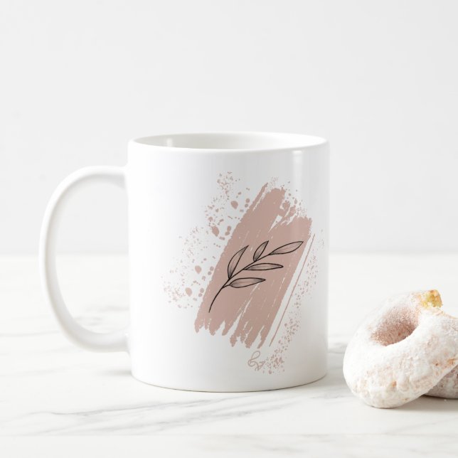 Mug Doodles de feuilles sauvages (Avec donut)