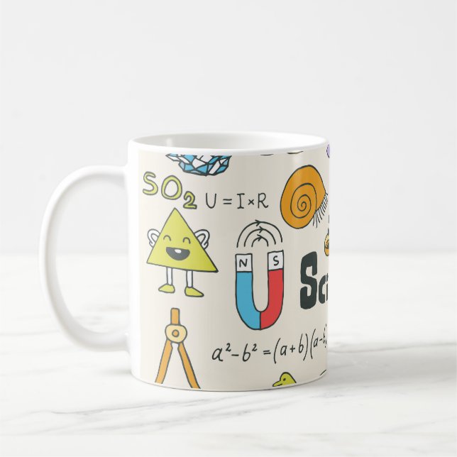 Mug Doodles de science : Ensemble d'écoles à main. (Gauche)