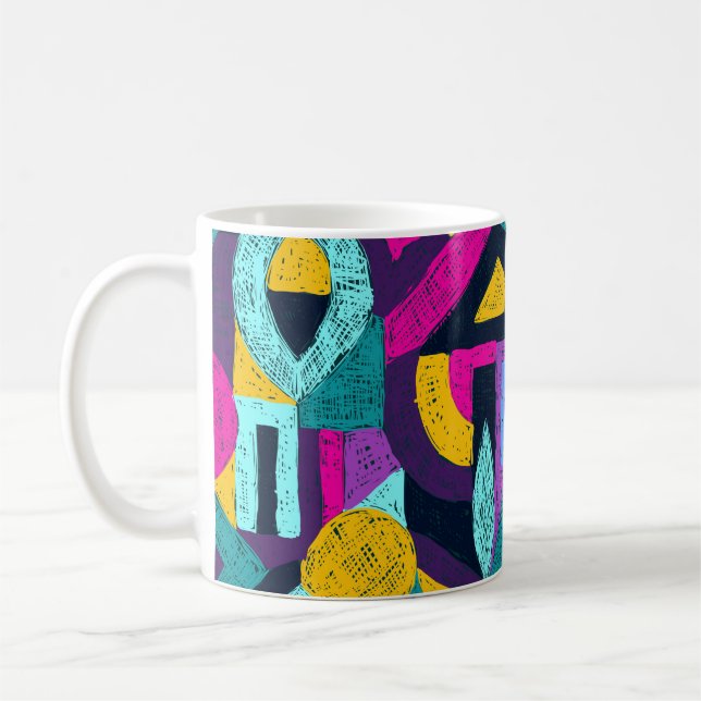 Mug Doodles rétro : pop art géométrique. (Gauche)