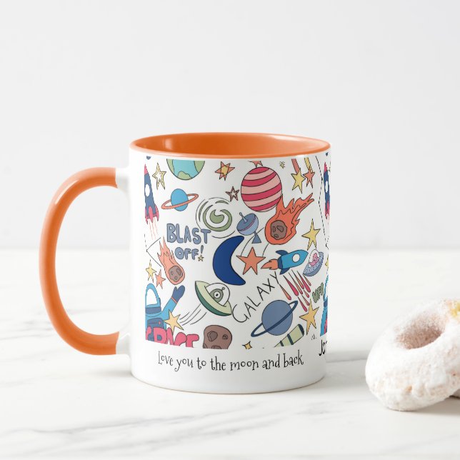 Mug Doodles thématiques spatiales personnalisées pour  (Avec donut)