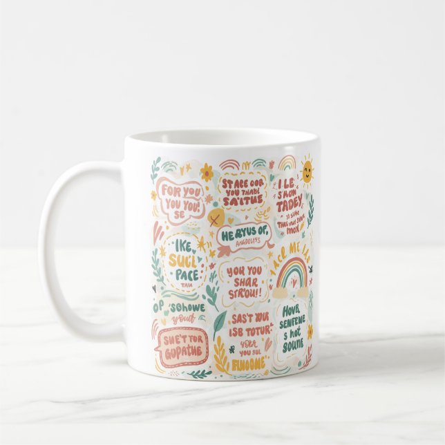 Mug Doodles utiles pour un foyer heureux (Gauche)