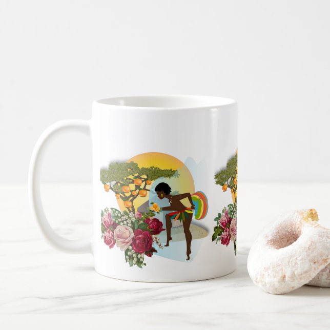 Mug d'Oranges Florales Africaines (Avec donut)