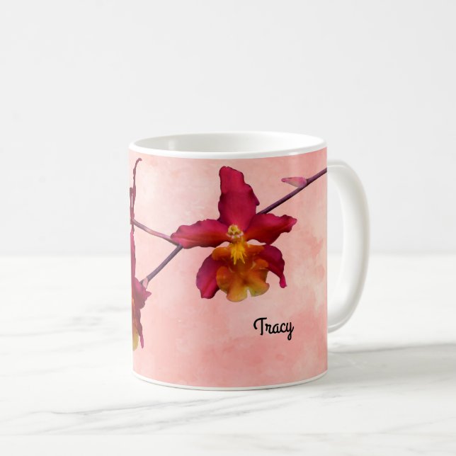 Mug d'orchidées Cattleya, ajoutez votre nom (Devant droit)
