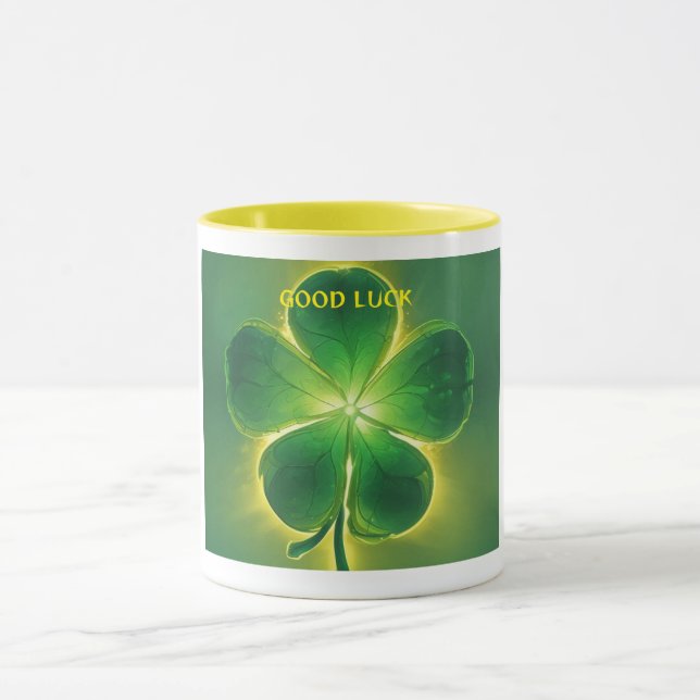 Mug Doré Lucky Clover brillant Bonne chance (Centre)