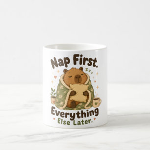 Mug Dormir d'abord Capybara Kawaii Cozy