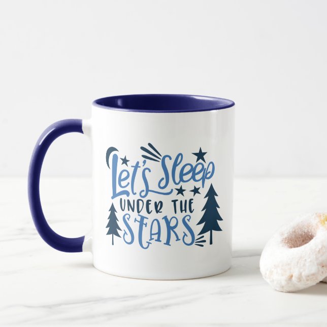 Mug Dormons sous les étoiles Camping en forêt sous la  (Avec donut)